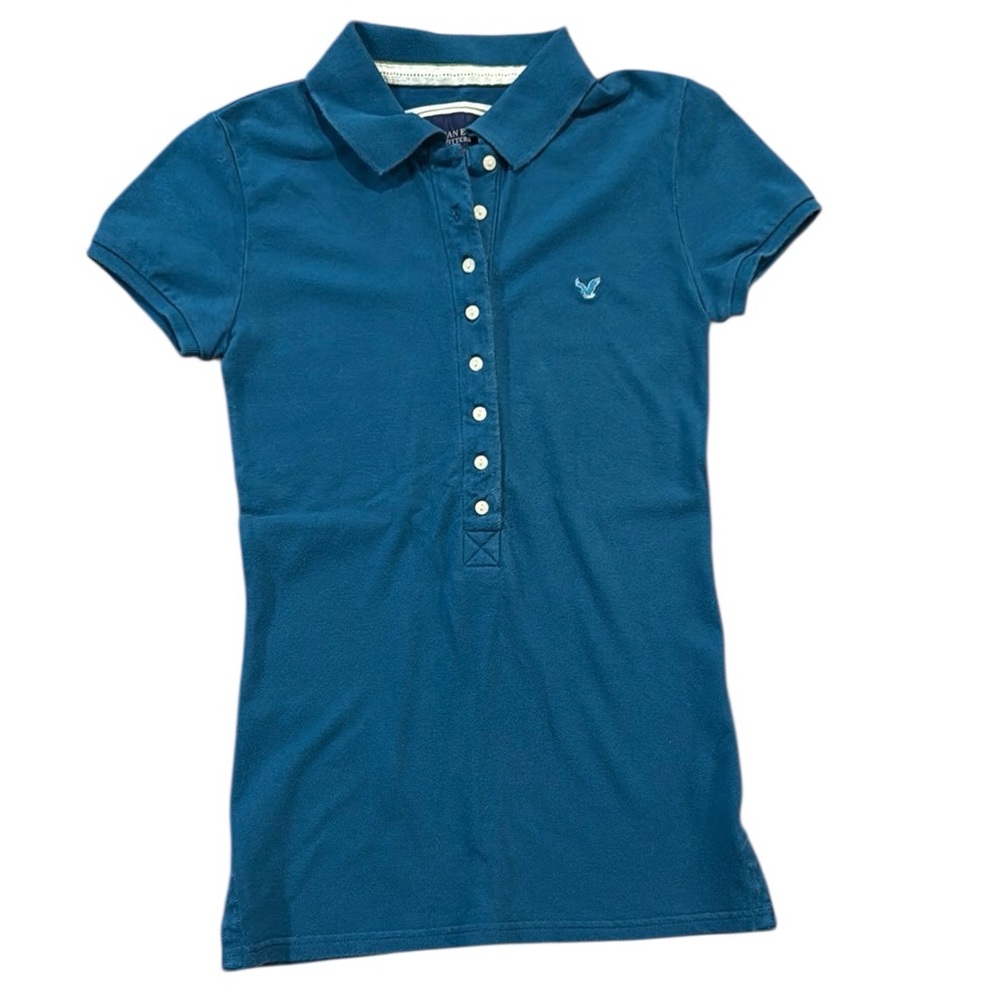 American Eagle Blue Polo Shirt with Logo